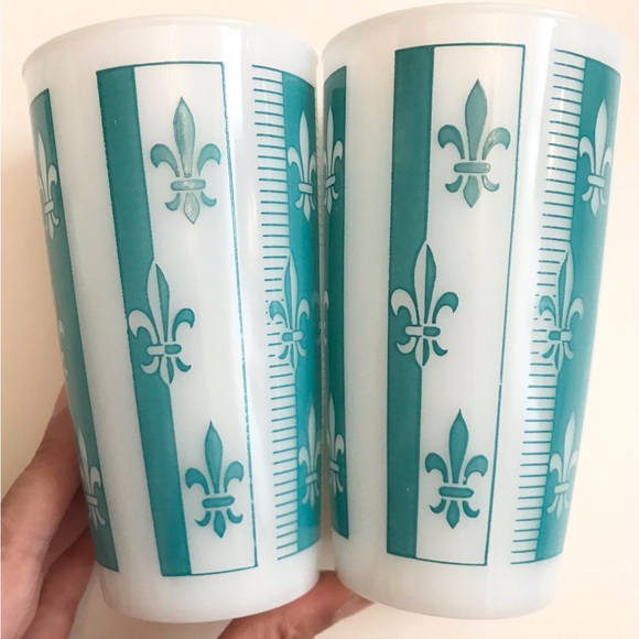 EUC Hazel Atlas Fleur De Lis 12oz High Ball Glasses Set of 6 - Picture 9 of 14